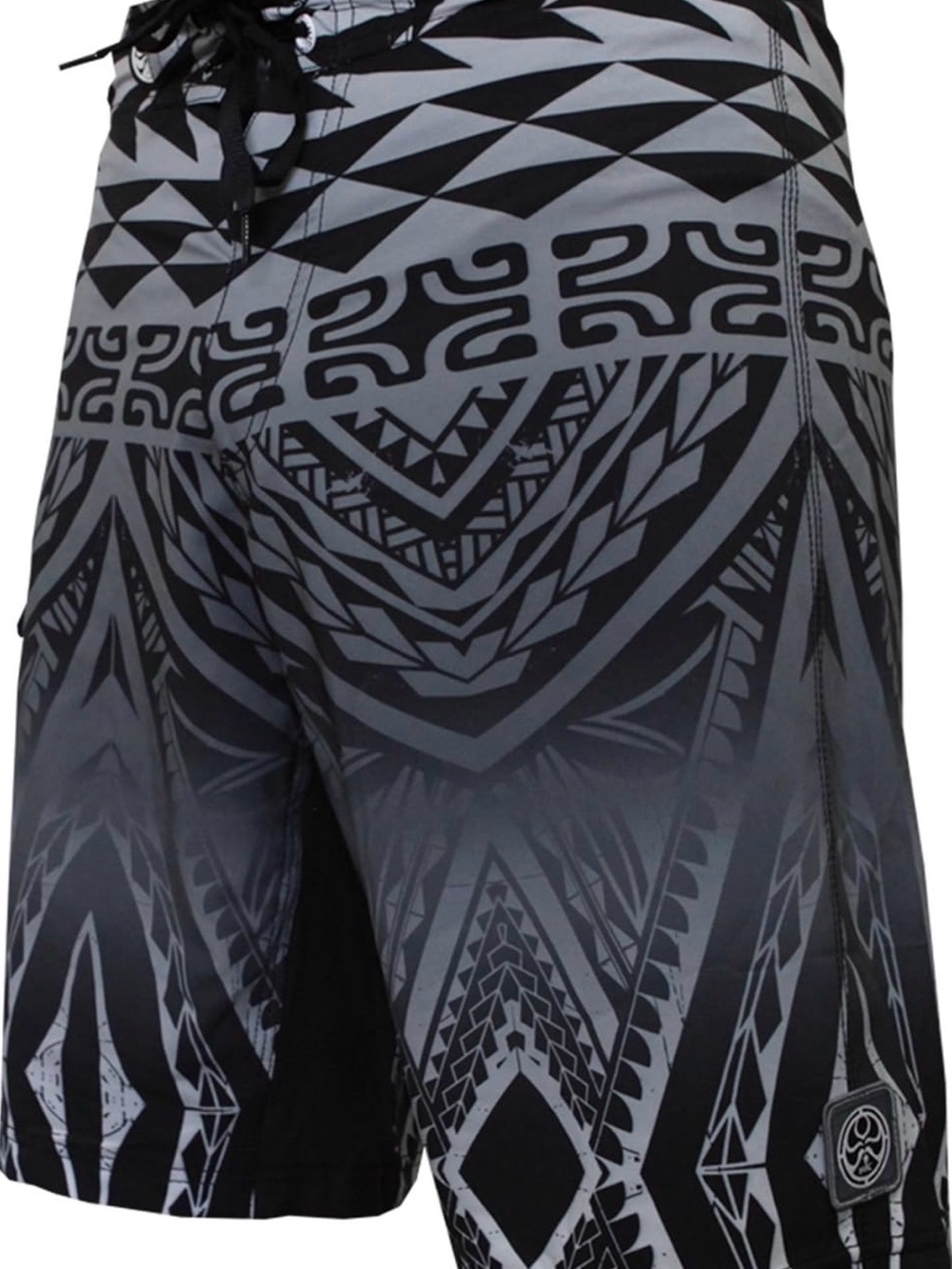 Men's Black & Gray Tribal Swim Shorts